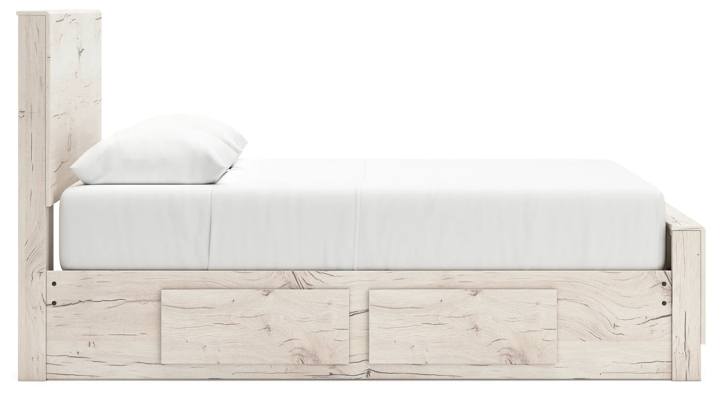 Lawroy - Light Natural - Full Panel Bed With 2 Under Bed Storage Units