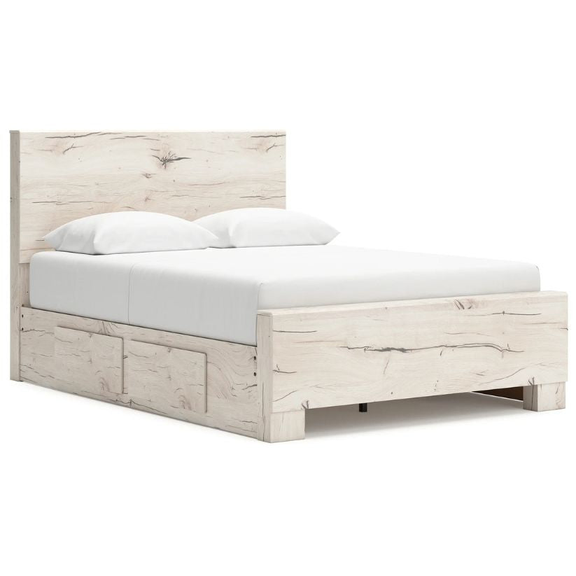 Lawroy - Light Natural - Full Panel Bed With 2 Under Bed Storage Units