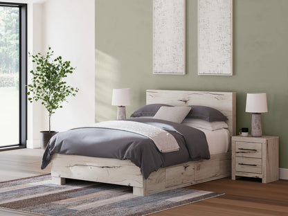 Lawroy - Light Natural - Full Panel Bed With Under Bed Storage