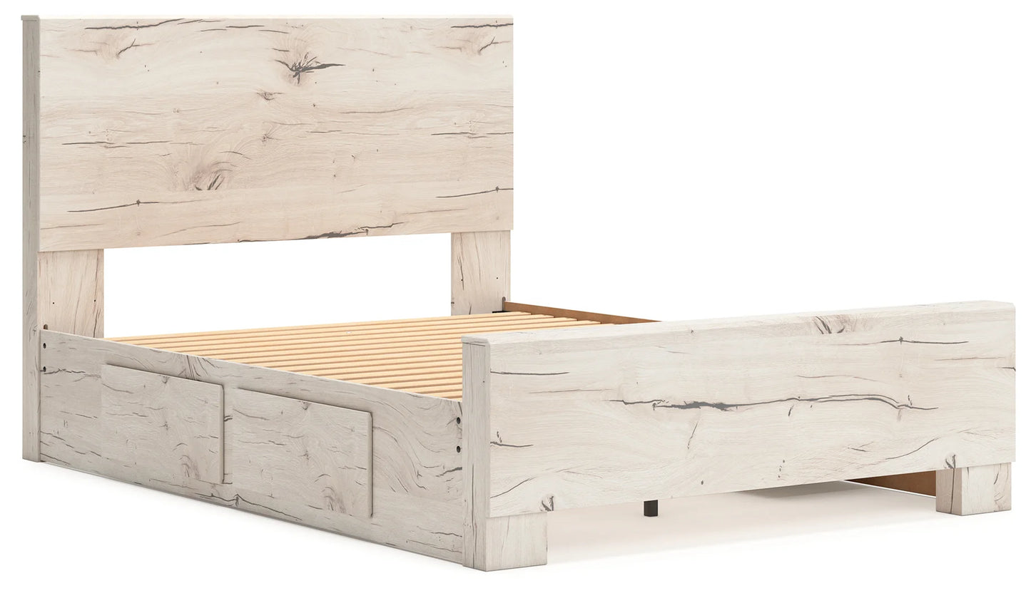 Lawroy - Light Natural - Full Panel Bed With Under Bed Storage