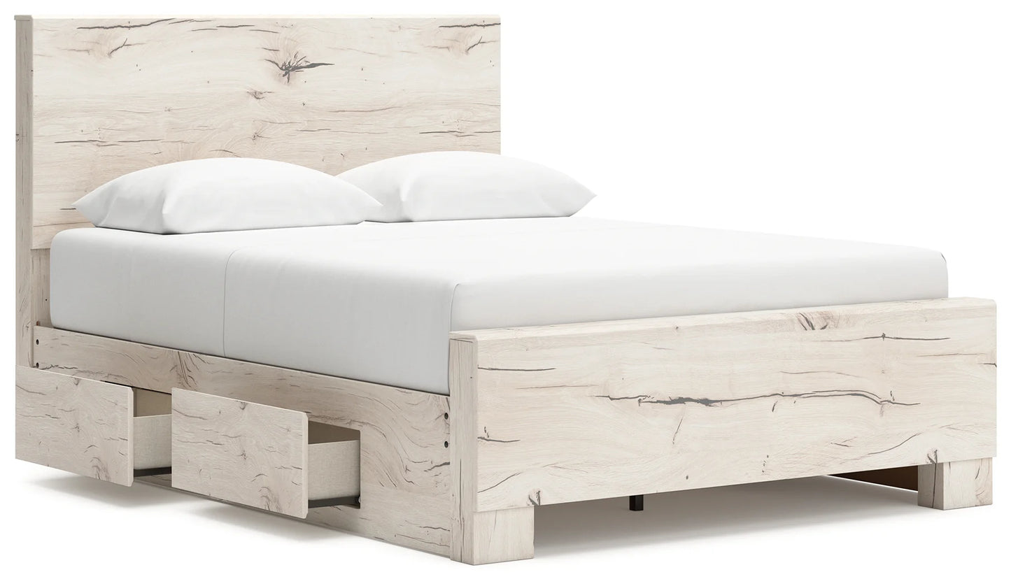 Lawroy - Light Natural - Queen Panel Bed With 2 Under Bed Storage Units-1