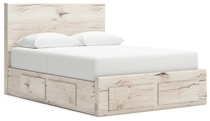 Lawroy - Light Natural - Queen Panel Bed With Storage Footboard And 2 Under Bed Storage Units