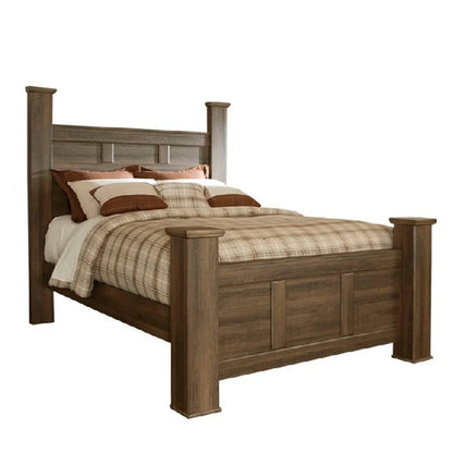 Juararo - Dark Brown - Queen Poster Bed