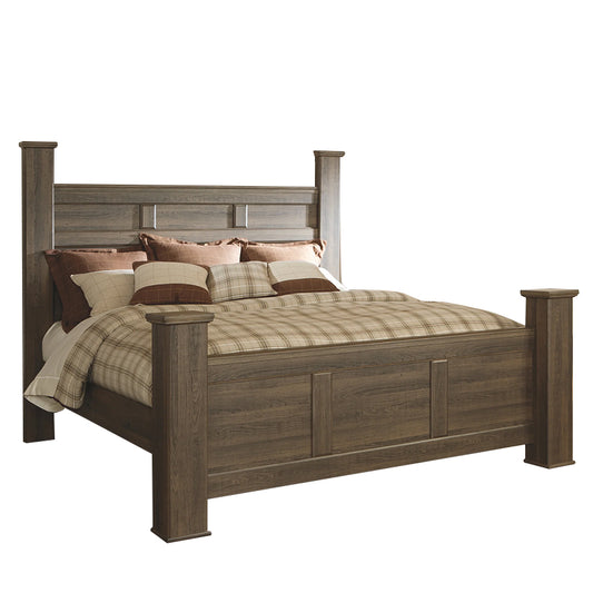 Juararo - Dark Brown - King Poster Bed