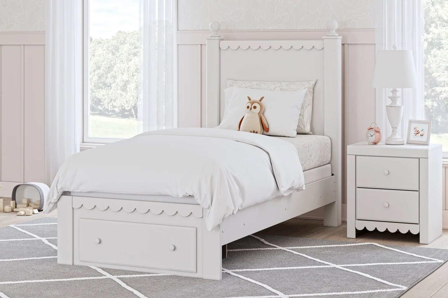 Mollviney - White - Twin Panel Storage Bed 1