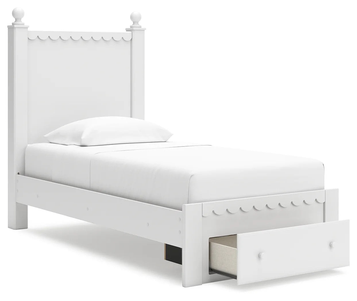 Mollviney - White - Twin Panel Storage Bed 3