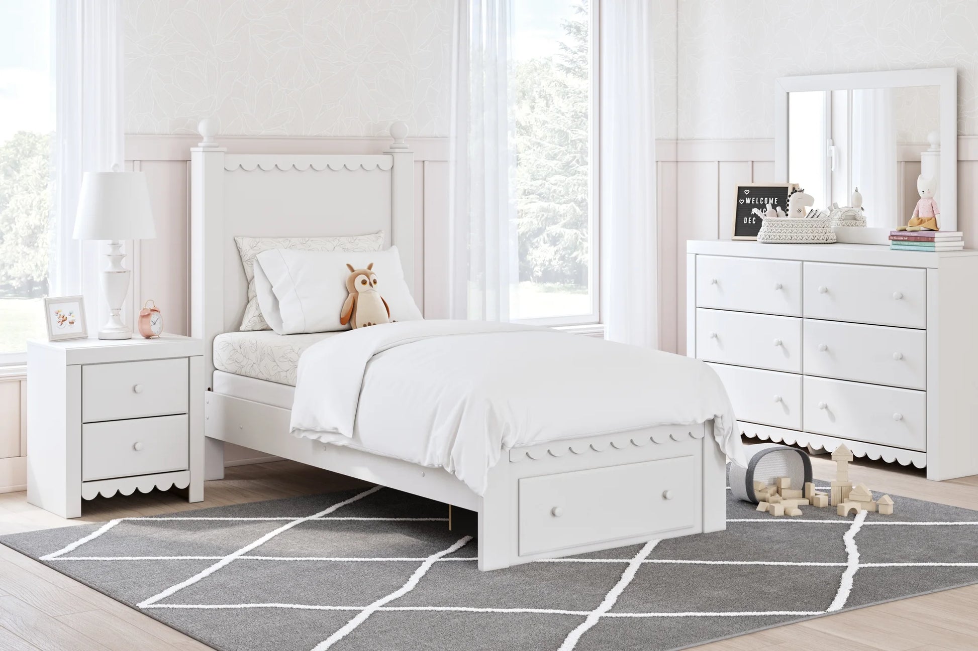 Mollviney - White - Twin Panel Storage Bed 9