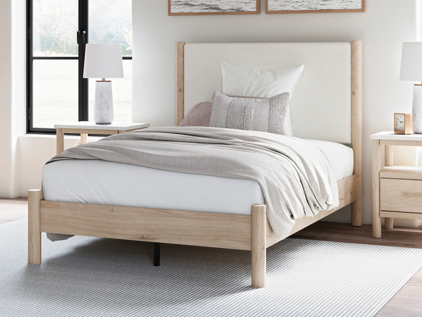 Cadmori - Two-tone - Full Upholstered Panel Bed