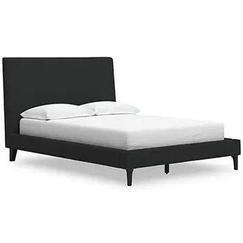 Cadmori - Black - Full Upholstered Bed With Roll Slats