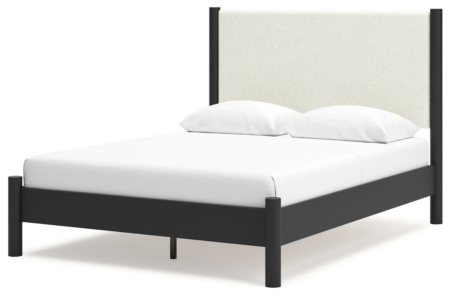 Cadmori - Black / White - Queen Upholstered Panel Bed-3