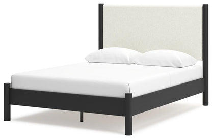 Cadmori - Black / White - Queen Upholstered Panel Bed-3