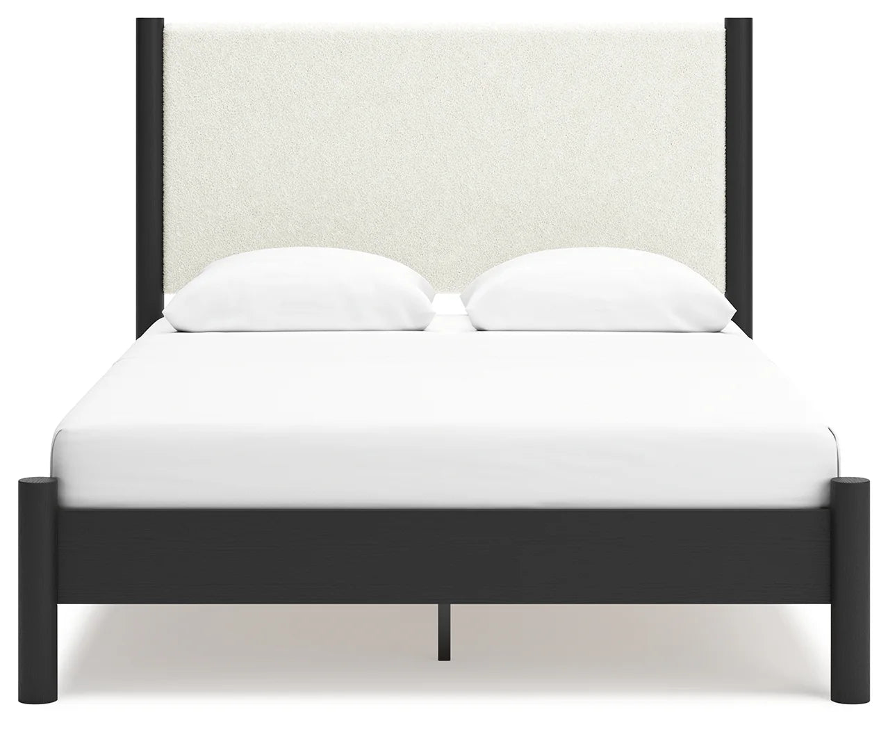 Cadmori - Black / White - Queen Upholstered Panel Bed-4