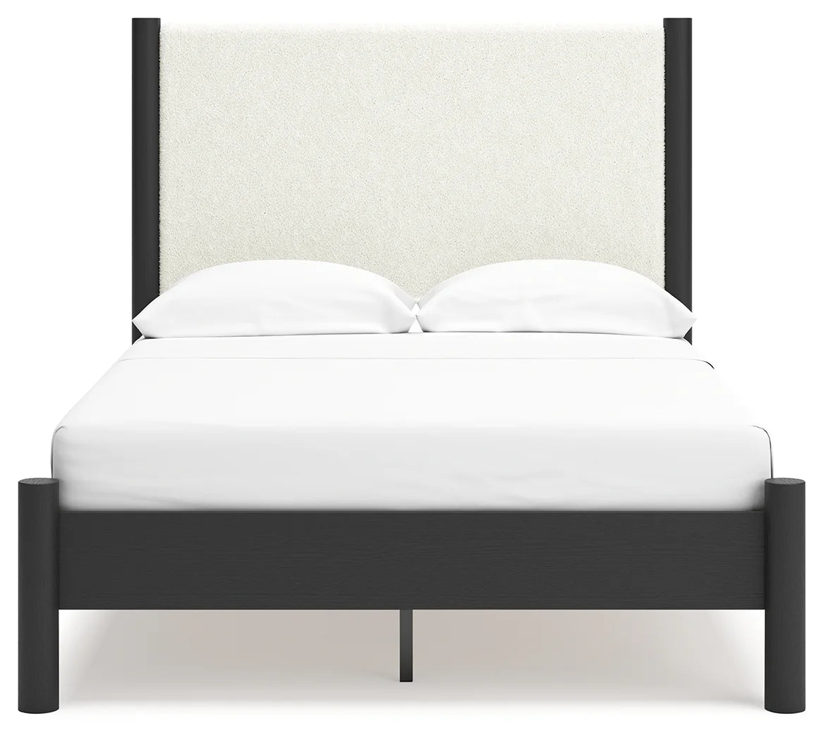 Cadmori - Black / White - Full Upholstered Panel Bed-4