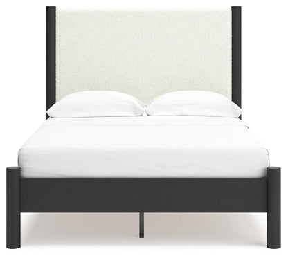 Cadmori - Black / White - Full Upholstered Panel Bed-4