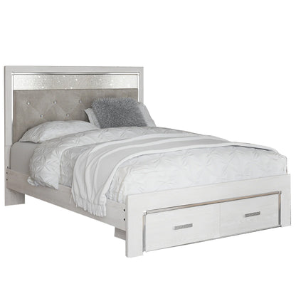 Altyra - White - Queen Panel Bookcase Bed With Footboard Storage