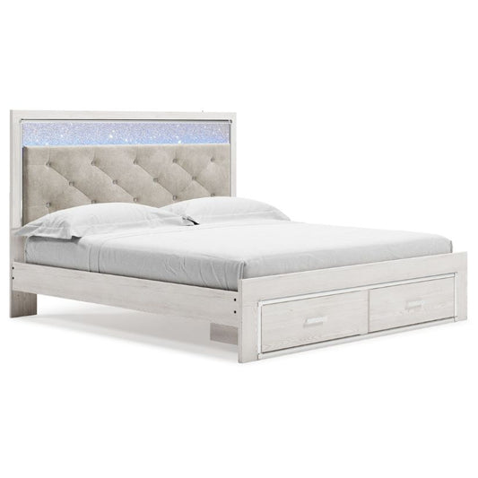 Altyra - White - King Upholstered Storage Bed