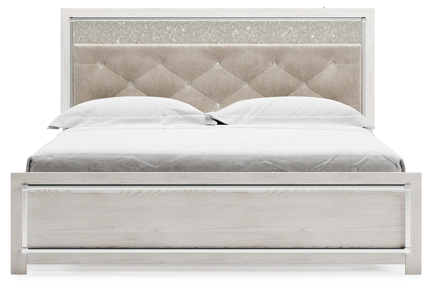 Altyra - White - King Panel Bed With Upholstered Headboard
