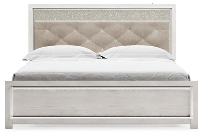 Altyra - White - King Panel Bed With Upholstered Headboard