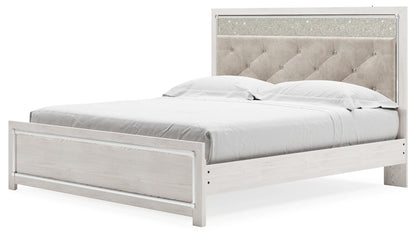 Altyra - White - King Panel Bed With Upholstered Headboard