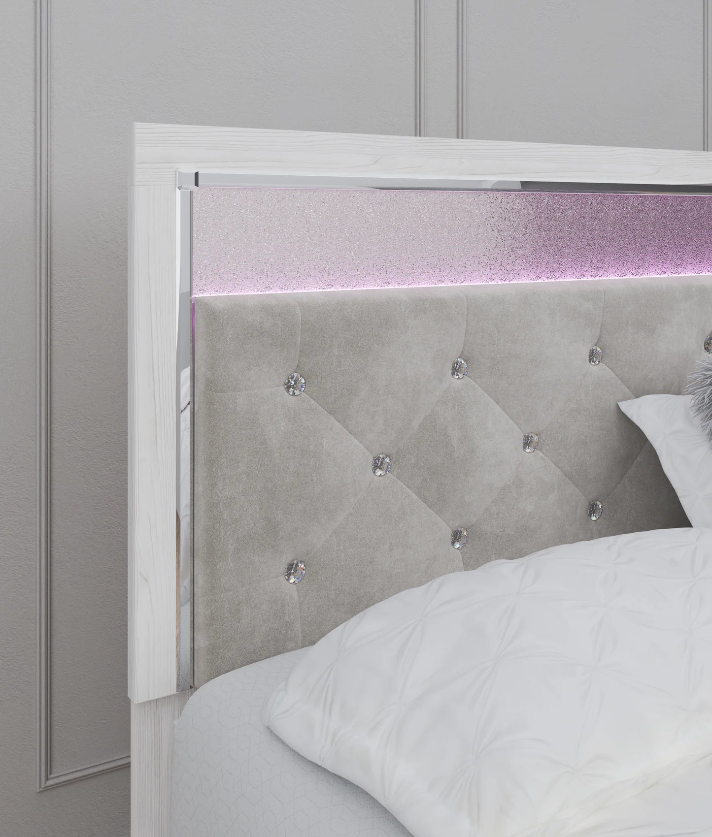 Altyra - White - King Panel Bed With Upholstered Headboard