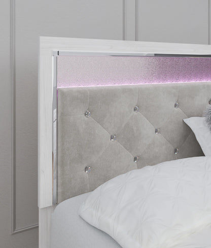 Altyra - White - King Panel Bed With Upholstered Headboard