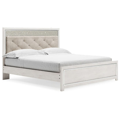 Altyra - White - King Panel Bed With Upholstered Headboard
