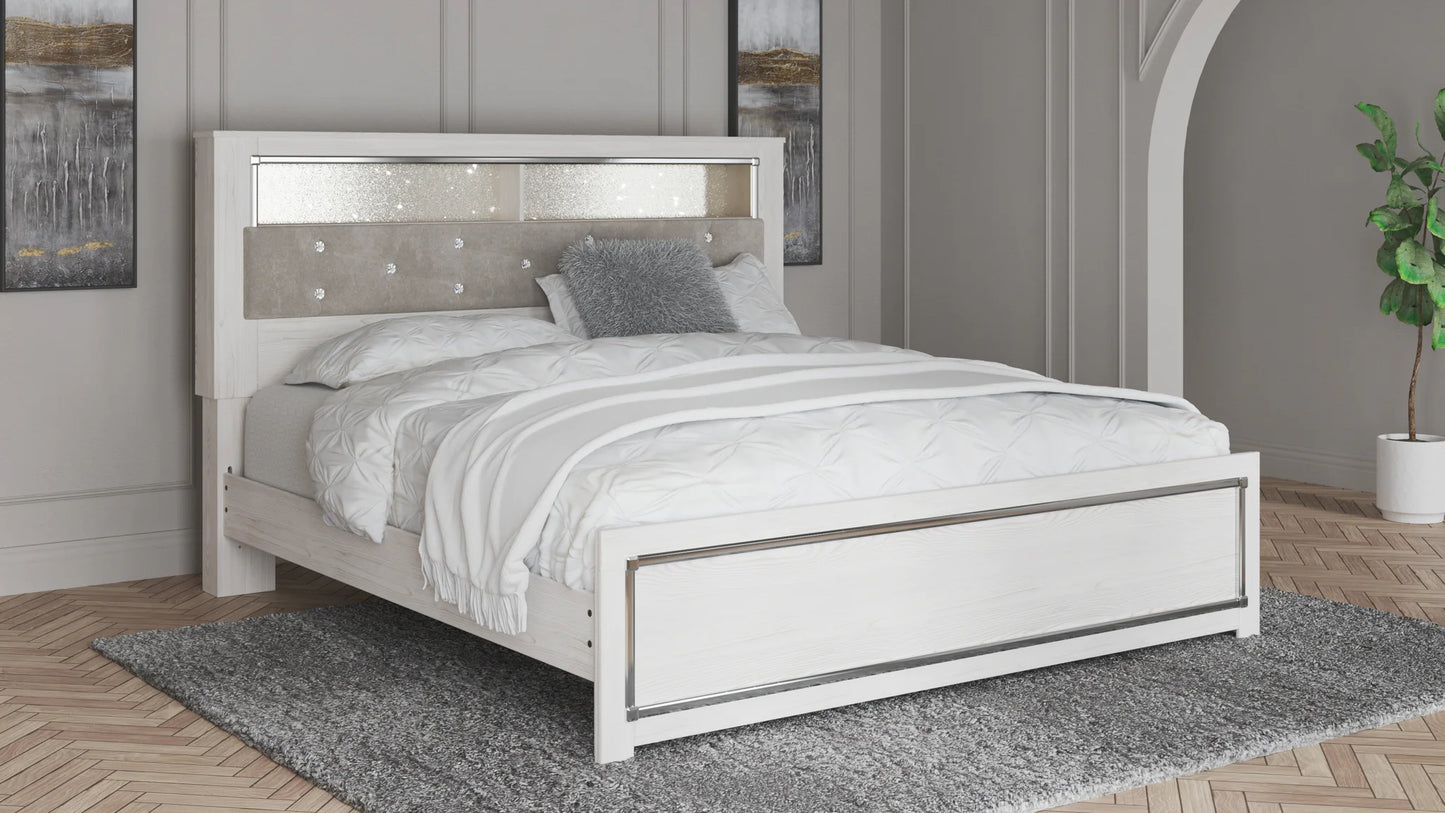 Altyra - White - King Bookcase Panel Bed