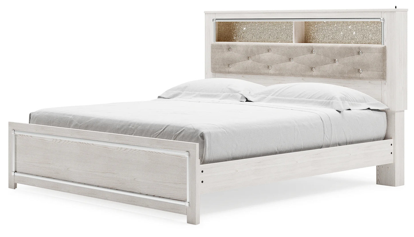 Altyra - White - King Bookcase Panel Bed