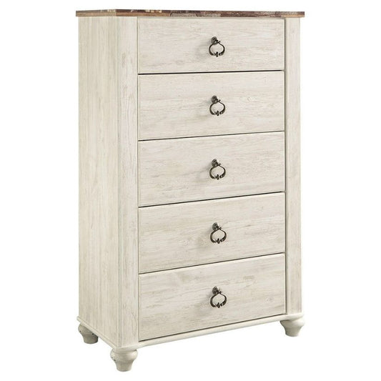 Willowton - Brown / Beige / White - Five Drawer Chest