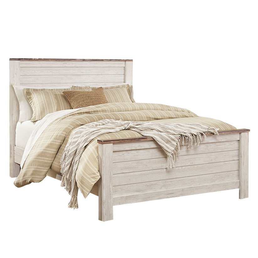 Willowton - Whitewash - Queen Panel Bed