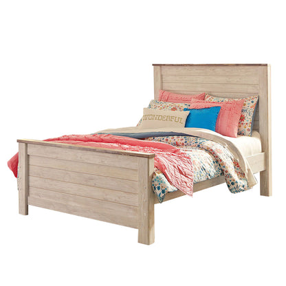 Willowton - Whitewash - Full Panel Bed