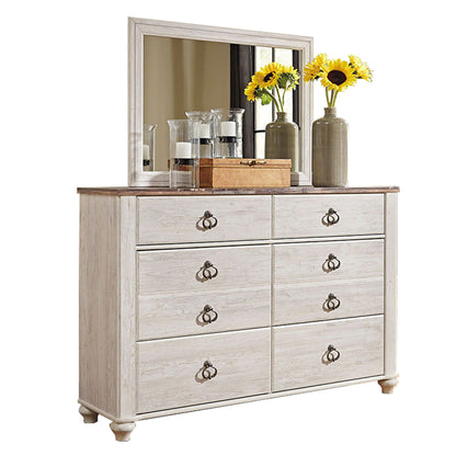 Willowton - Whitewash - Dresser, Mirror