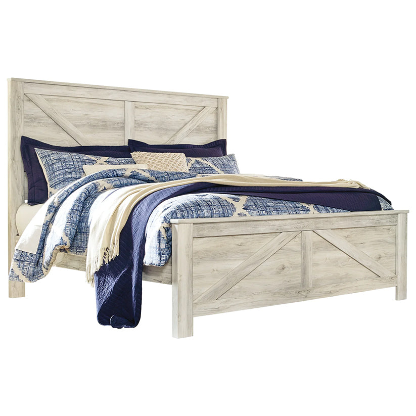 Bellaby - Whitewash - King Crossbuck Panel Bed