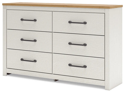 Linnocreek - White / Warm Brown - Six Drawer Dresser 2