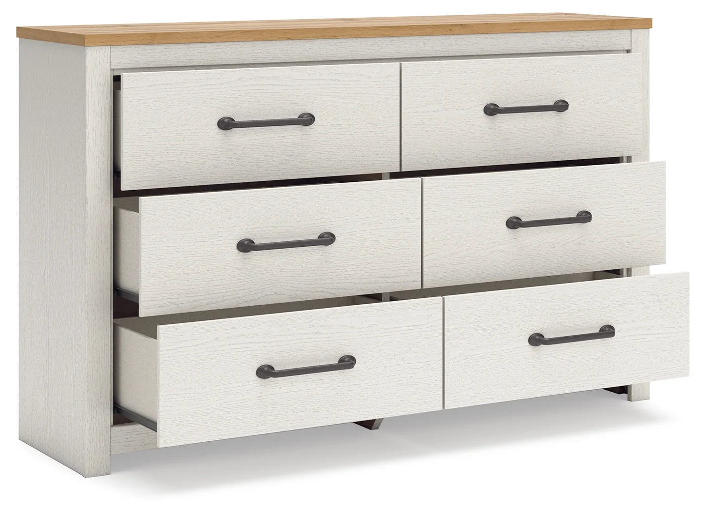 Linnocreek - White / Warm Brown - Six Drawer Dresser 3