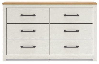 Linnocreek - White / Warm Brown - Six Drawer Dresser 4