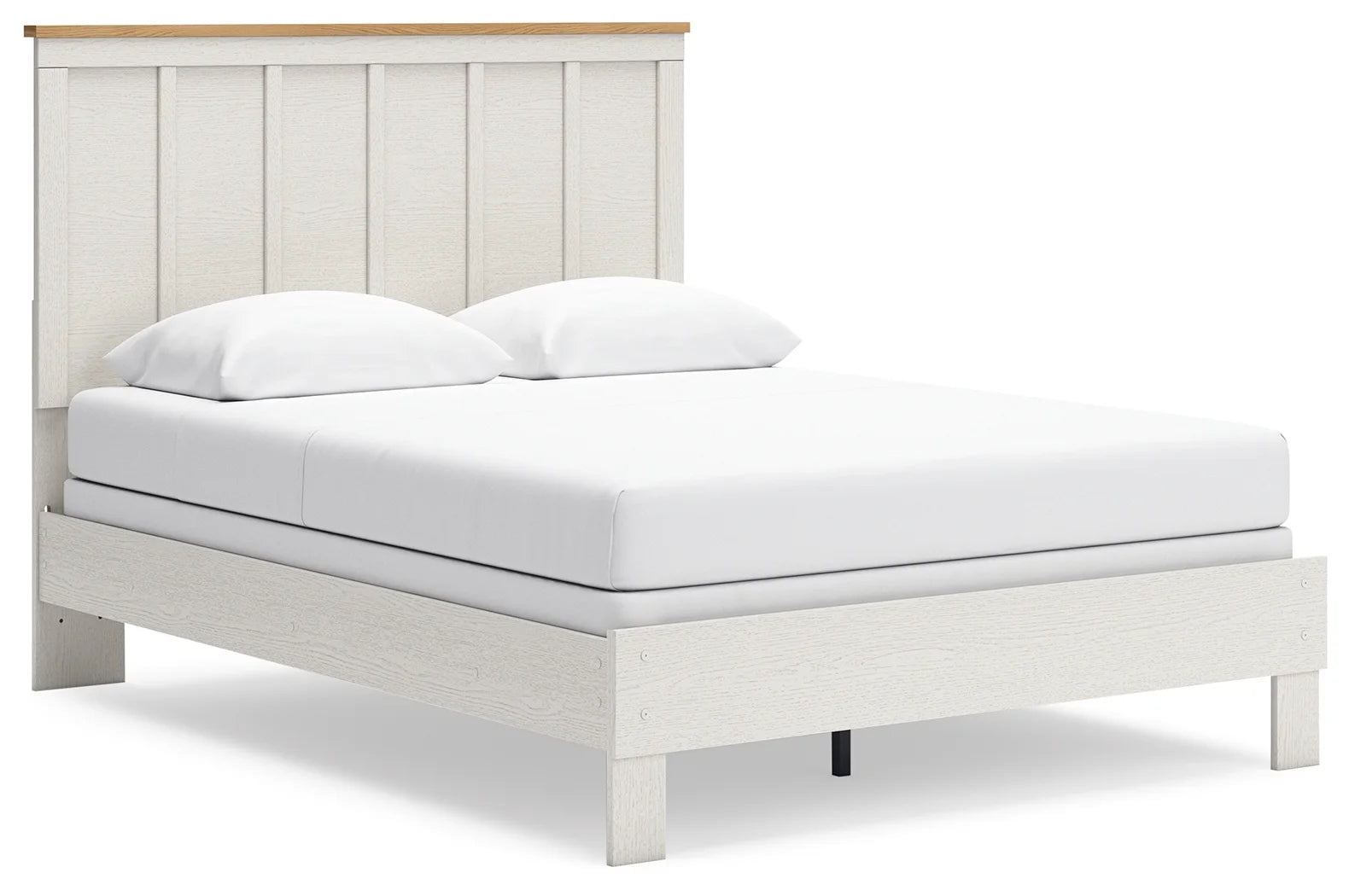 Linnocreek - White / Warm Brown - Queen Panel Bed