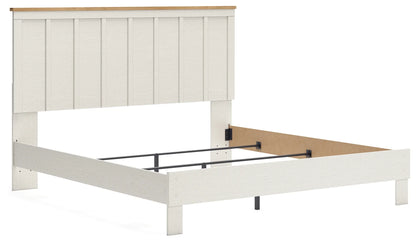 Linnocreek - White / Warm Brown - King Panel Bed 2