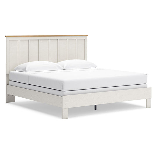 Linnocreek - White / Warm Brown - King Panel Bed