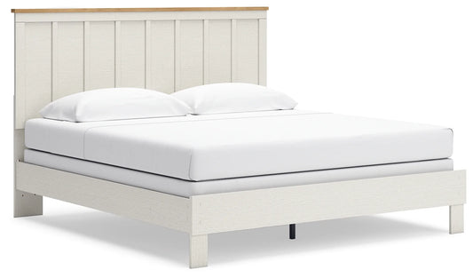 Linnocreek - White / Warm Brown - King Panel Bed