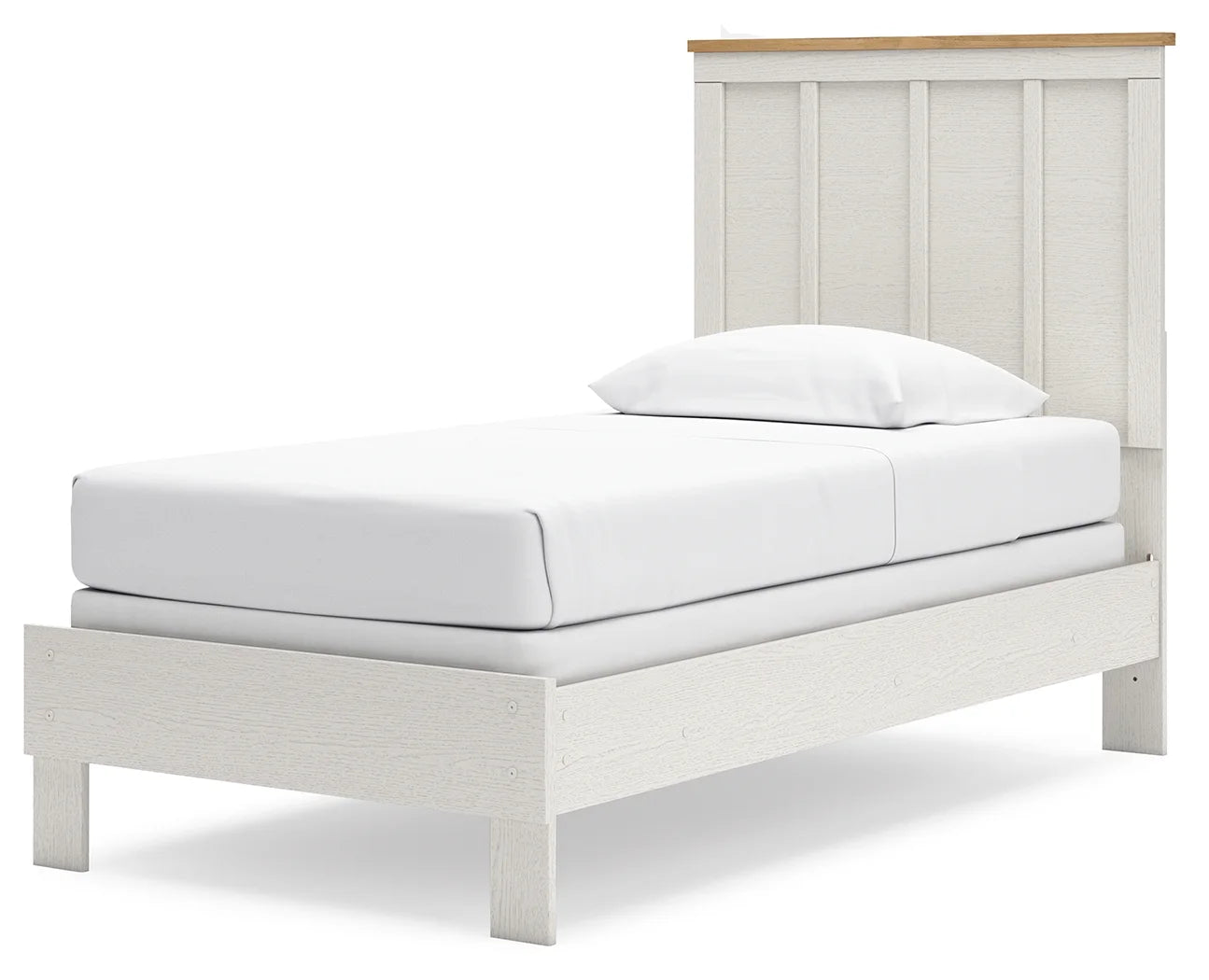 Linnocreek - White / Warm Brown - Twin Panel Bed 3