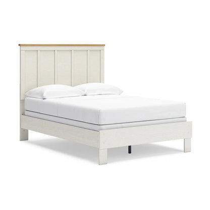 Linnocreek - White / Warm Brown - Full Panel Bed