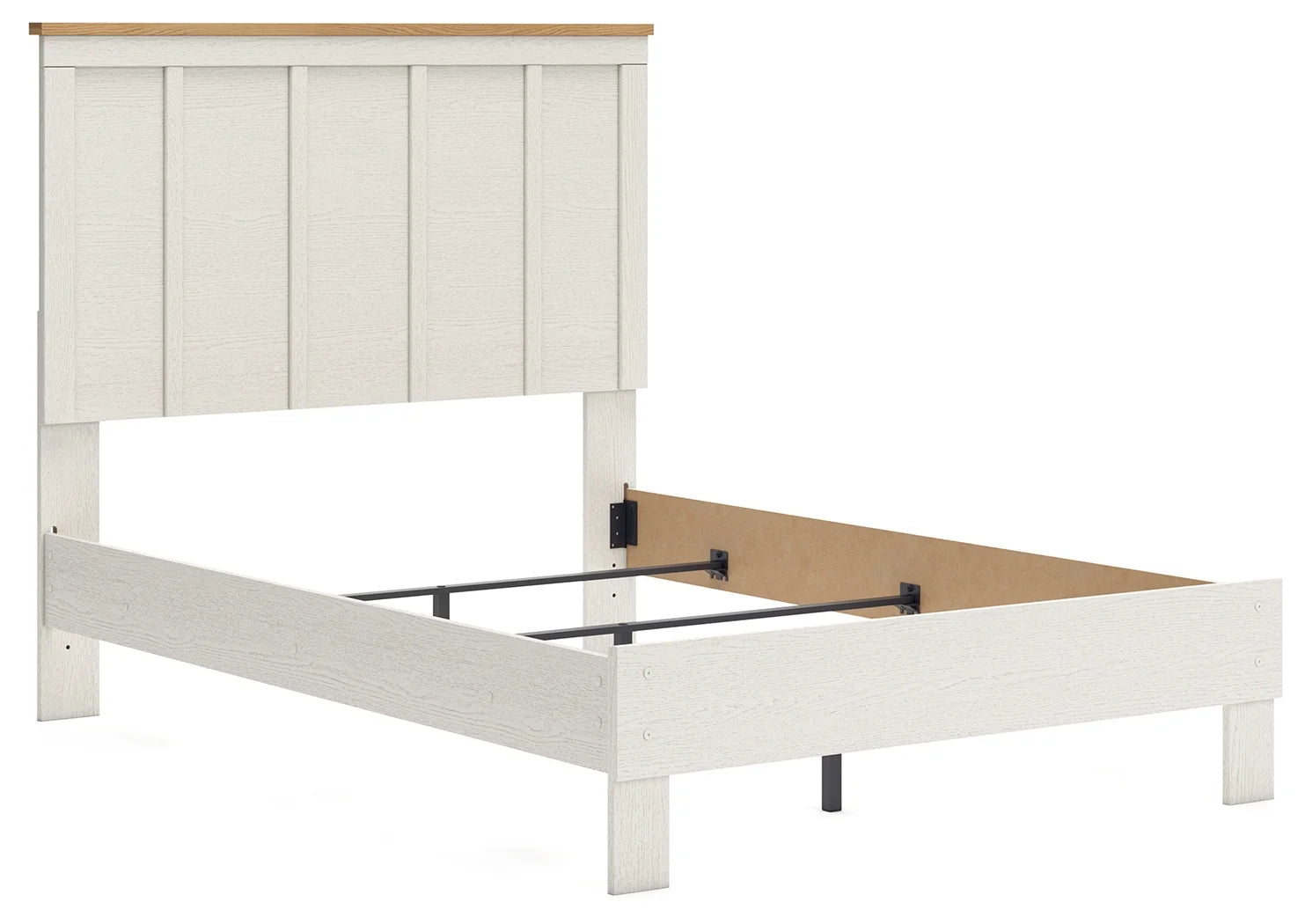 Linnocreek - White / Warm Brown - Full Panel Bed 2