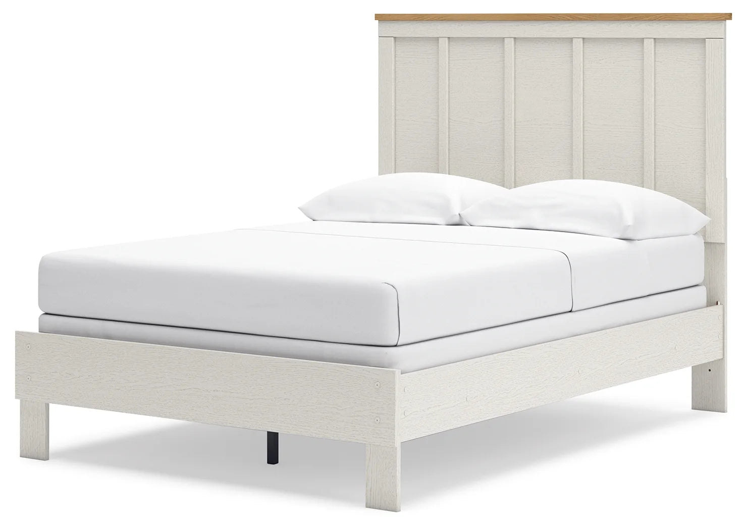 Linnocreek - White / Warm Brown - Full Panel Bed 3