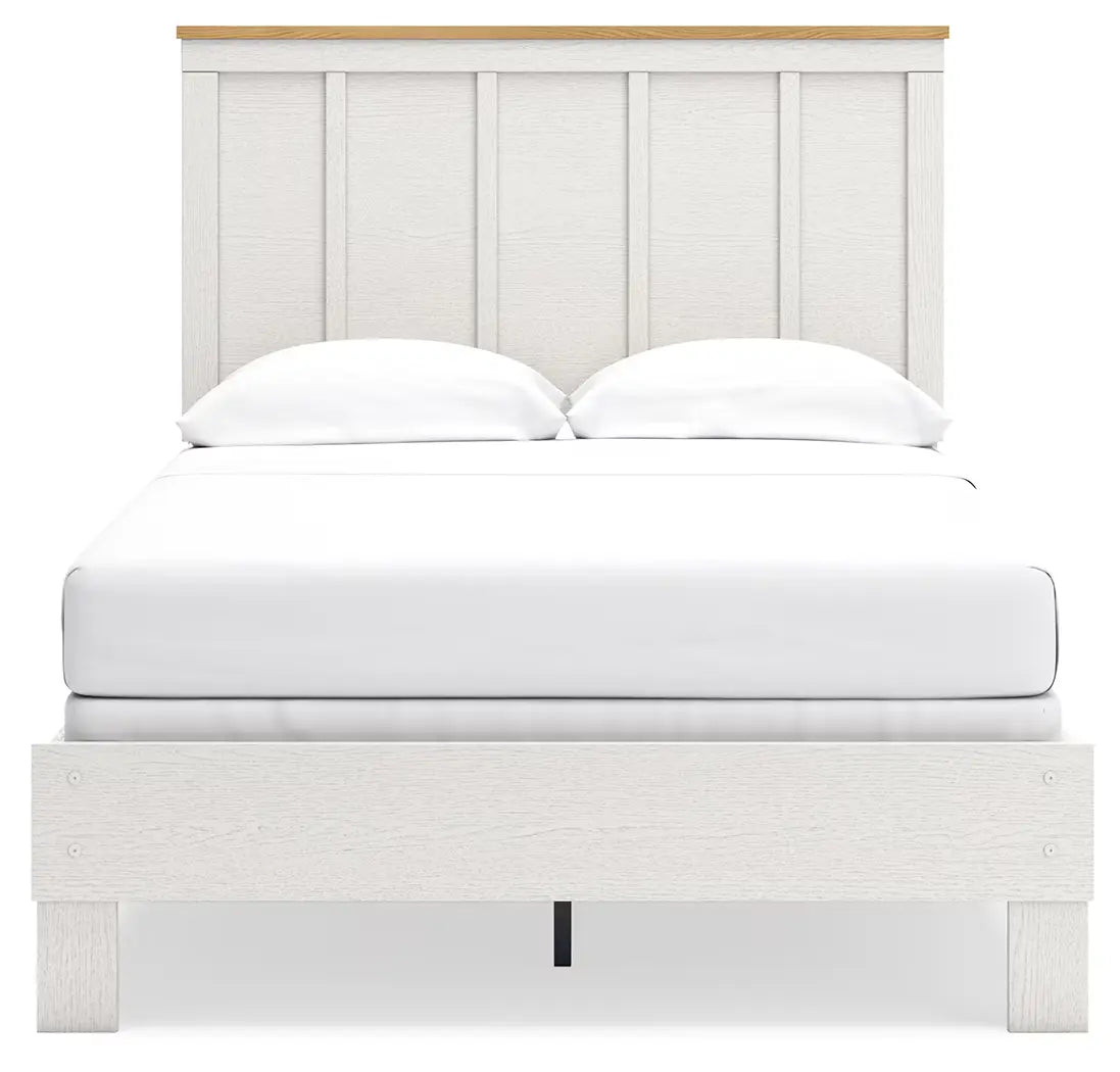 Linnocreek - White / Warm Brown - Full Panel Bed 4