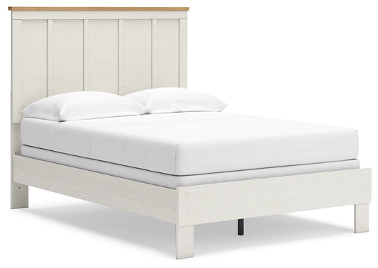 Linnocreek - White / Warm Brown - Full Panel Bed