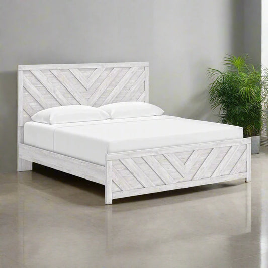 Cayboni - Whitewash - King Panel Bed