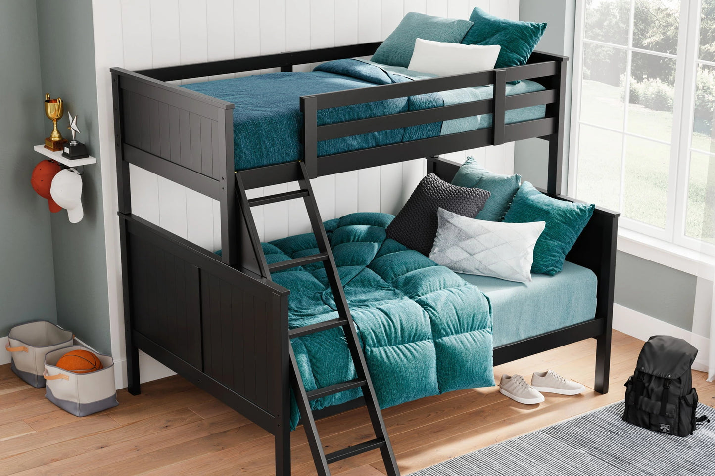 Nextonfort - Black - Twin Over Full Bunk Bed