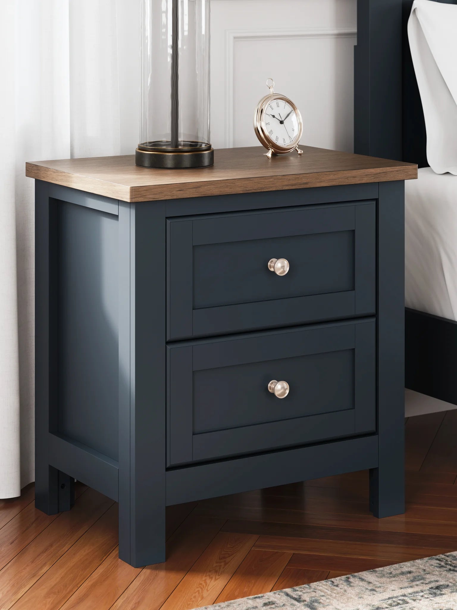 Landocken - Brown / Blue - Two Drawer Night Stand – Furniture Landocken - Brown / Blue - Two Drawer Night Stand – Furniture