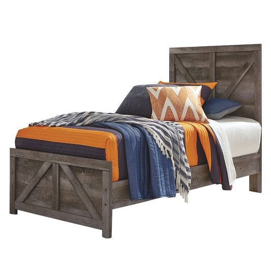 Wynnlow - Gray - Twin Crossbuck Panel Bed